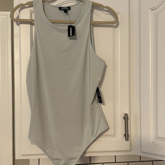 Express Tops - Express Body Contour Compression High Neck Thong Bodysuit Mint Green LARGE NWT